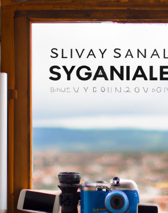 Travel gadgets on a windowsill overlooking a city skyline