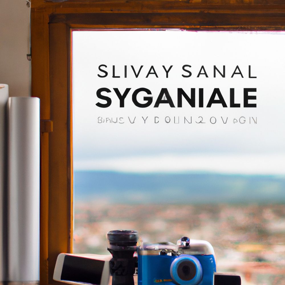 Travel gadgets on a windowsill overlooking a city skyline