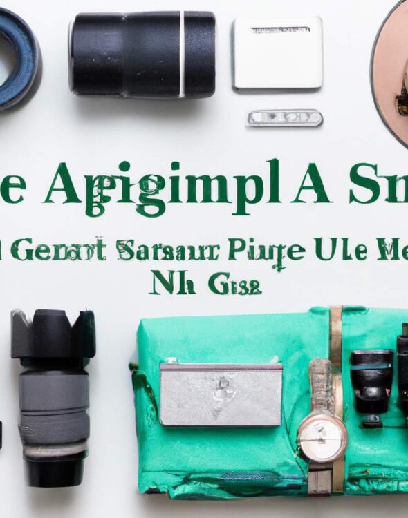 Flat lay of travel packing essentials including a hat and camera gear